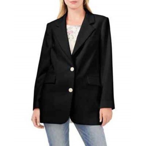 Vince Camuto Women Size 0 Black Relaxed Fit Front Notch Lapel Blazer NEW - Picture 1 of 3